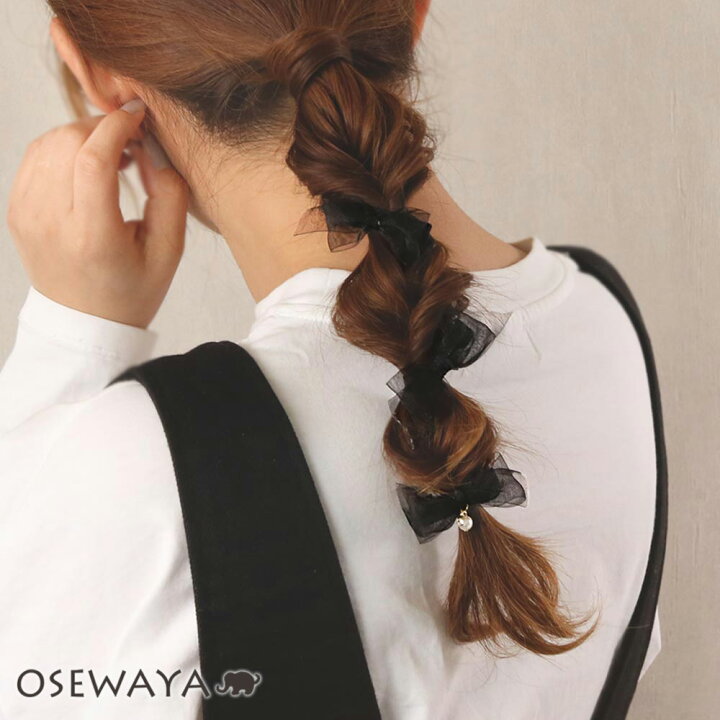 楽天市場】ヘアクリップ リボン パール ストーン 3個セット | OSEWAYA 