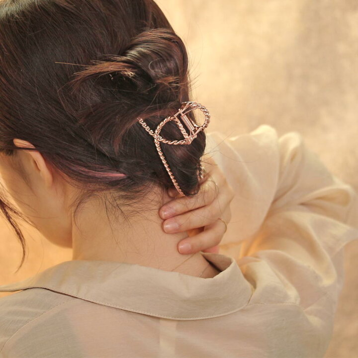 楽天市場】ヘアクリップ ツイスト ピンクゴールド 13.5cm ビッグサイズ 