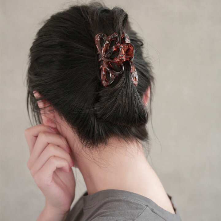 楽天市場】ヘアクリップ 8cm シンプル 透かし レース バンスクリップ 