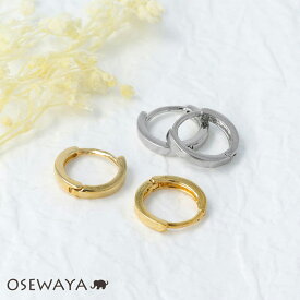 【楽天スーパーSALE 半額】ピアス ニッケルフリー 角 直径9mm 幅1mm シンプル メタル フープ ワンタッチピアス | OSEWAYA アクセサリー レディース 女性 大人 プレゼント 誕生日