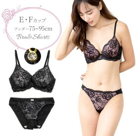 サイドレースアップブラジャー&ショーツセット下着(J3451) E F 75 80 85 90 95 大きいサイズ ※特価につきまとめ買い割引対象外