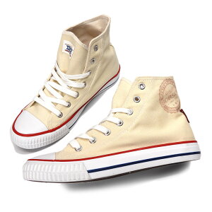 BOBSON レディース ハイカット スニーカー シューズ 22.5 BOW 137 ボブソン 防水 女性 婦人 紐 レースアップ キャンバス キナリ 白 ホワイト ナチュラル