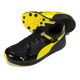 PUMA Speed Monster V3 キッズ・ジュニア用スニーカーシューズ 17 18 19 20 21 21.5 22 プーマ スピードモンスターV3 190266 06 マジックテープ ベルクロ ゴム紐 子供 子ども 靴 くつ 男児 黒 ブラック 黄色 イエローPuma Black-Fluo Yellow 箱アウトレット 送料無料