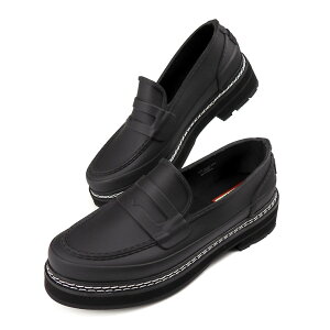 HUNTER REF STITCH PENNY LOAFER レインローファーシューズ レディース ブラック 23 24 25 ハンター リファイン スティッチ ステッチ ペニー ローファー WFF1089RMA ヒールグリップ付き レインシューズ 婦