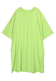 レディース ヘビーウェイト Tシャツワンピース M〜L 81744 膝上丈 ポケット付き 7分袖 半袖 チュニック オーバーサイズ ロング Uネック 無地 ブラック チャコール 杢グレー ブラウン ブルー グリーン ピンクベージュ ピンク