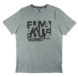 PUMA メンズ用PERFORMANCEグラフィック SS Tシャツ M L XL プーマ 523000 01 03 半袖 Tシャツ 男性 紳士 トレーニング ランニング ジョギング ドライセル 吸水 速乾 クルーネック 黒 杢グレー PUMA BLACK MEDIUM GRYH 大きいサイズあり メール便送料無料