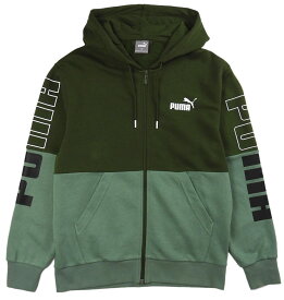 PUMA POWER カラーブロックフーデッドジャケット メンズ 秋冬 全2色 M L XL プーマパワー パーカー 男性 紳士 678487 04 31 フーディ フード付き 帽子 ジップアップ ジッパー フルジップ 長袖 綿混 Light Gray Heather Myrtle 大きいサイズあり