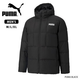 PUMA グース ダウンスタイルジャケット メンズ 冬 PUMA BLACK M L XL プーマ フーデッドジャケット 男性 紳士 846319 01 アウター フード付き 帽子 ジップアップ ジッパー フルジップ 長袖 防寒 無地 シンプル 黒 ブラック 大きいサイズあり