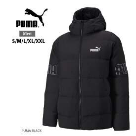 PUMA POWER ダウンジャケット メンズ 冬 PUMA BLACK S M L XL XXL プーマ フーデッドジャケット 男性 紳士 672476 01 アウター フード付き 帽子 ジップアップ ジッパー フルジップ 長袖 防寒 無地 シンプル 黒 ブラック 大きいサイズあり