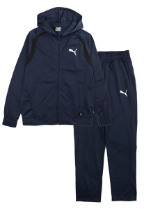 PUMA フーデッド ポリ スーツ 上下セット メンズ M L XL 678446 01 06 プーマ トレーニング ジャケット ズボン パンツ ジャージ パーカー ジップアップ フード付き 帽子 長袖 長ズボン 黒 紺 ブラッ