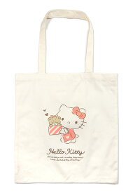 ハローキティ 帆布ショルダートートバッグ ホワイト 64201159 HELLO KITTY キティちゃん サンリオ エコバッグ ショッピングバッグ マザーバッグ ママバッグ ショルダーバッグ 薄地 薄手 軽量 鞄 かばん 白 生成 メール便送料無料