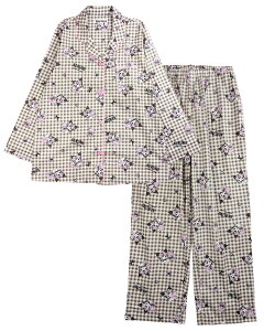 Sanrio My Melody Kuromi �O�J�� ���� �V���c�p�W���} �㉺�Z�b�g ���f�B�[�X �H�t �u���b�N �p�[�v�� M L SAN-1782 �T�����I �}�C�����f�B �N���~ ��100% ���[���E�F�A �O�{�^�� ���Y�{�� �����O�p���c 