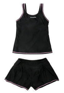 CONVERSE コンバース セパレートスクール水着 女の子 300375 女児 ジュニアガールズ パンツ キュロット スカート風 ノースリーブ 上下セット 学校 競泳 UV効果 紫外線対策 無地 ブラック 黒 ネイ