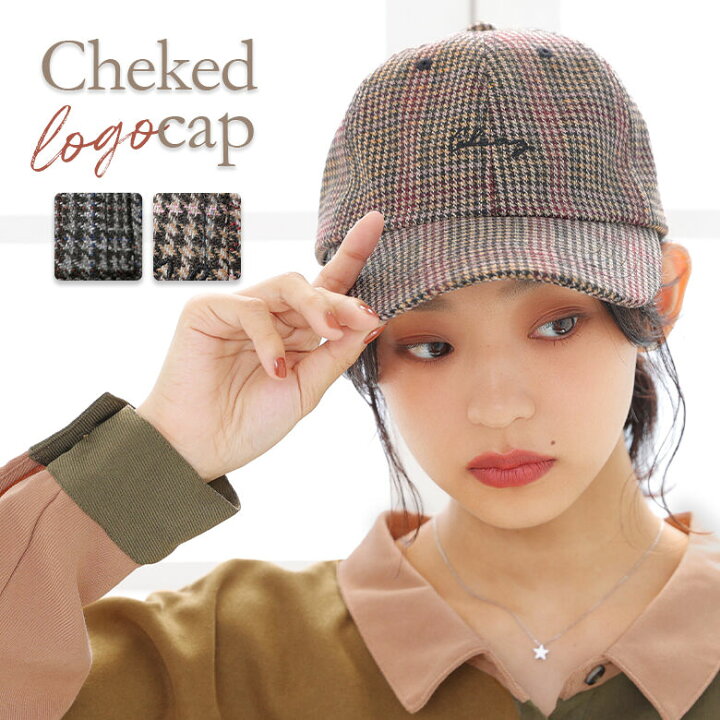 楽天市場】『刺繍ロゴチェック柄キャップ』[キャップ レディース 