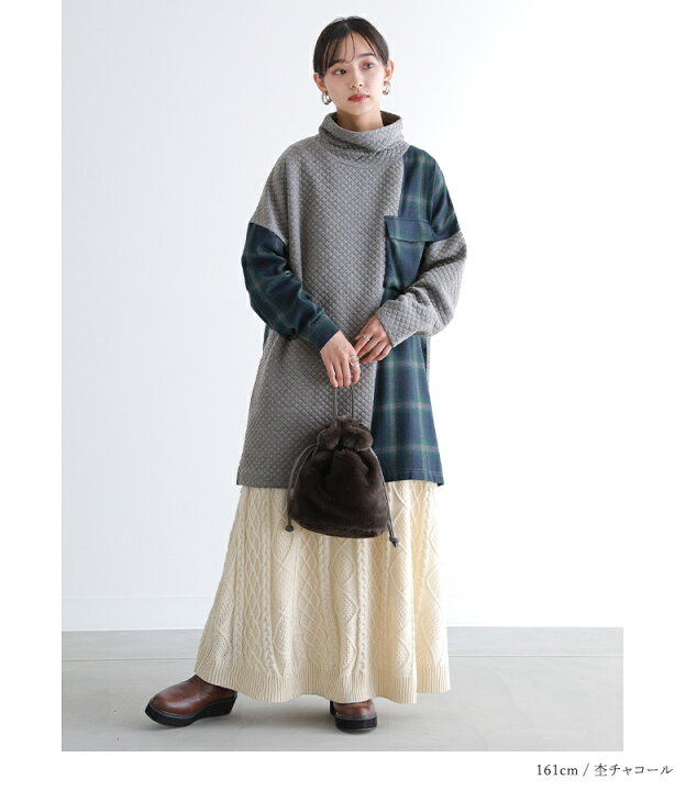 楽天市場】『キルト×チェック柄異素材トップス』[n 