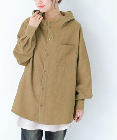 フード付き シャツ レディース ユニセックス トップス 羽織 2way ペア お揃い 長袖 スタンドネック パーカー シャツパーカー 前開きシャツ ラウンドヘム ドロップショルダー 胸ポケット【メール便不可】【20】