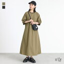 ワンピース レディース ロングワンピース 半袖 フレア リブ ギャザー ポケット シャカシャカ ナイロン イージーケア クルーネック プルオーバー Uネック 五分袖 ロング丈 春 夏 秋 オシャレウォーカー※メール便可※【10】