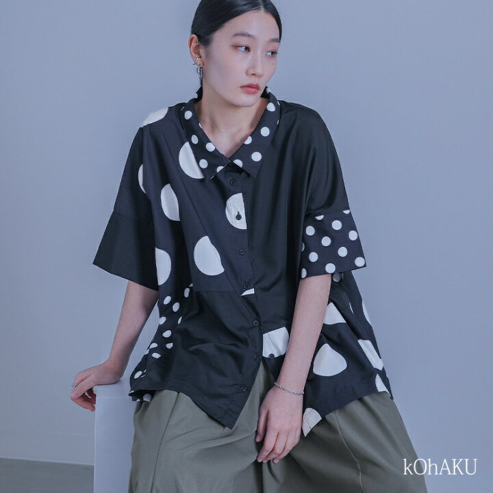楽天市場】[クーポン利用で30％OFF]『ドット切替アシメシャツ』[kOhAKU 