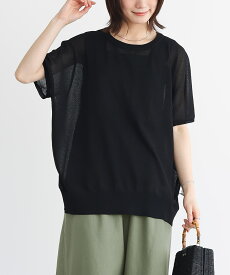 UVカット シアーニット レディース UV サマーニット トップス シアートップス 半袖 シアー 接触冷感 Tシャツ 大きいサイズ 二の腕カバー ゆったり きれいめ シンプル カジュアル 春 夏 涼しい※メール便可※【5】