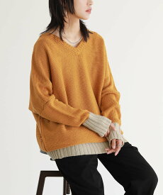 【一部カラー限定20%OFF】ニット セーター レディース トップス 長袖 Vネック ドルマン ドルマンニット ロング チュニック お尻が隠れる 大きいサイズ 体型カバー ゆったり 無地 配色 秋 冬 ユニセックス オシャレウォーカー【メール便不可】【40】