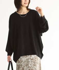 ニット セーター レディース トップス プルオーバー 長袖 クルーネック 変形 ドレープ カシミヤタッチ あったかい 無地 手洗いOK カジュアル シンプル 帯電防止 大きいサイズ ゆったり 体型カバー【メール便不可】【20】