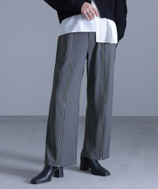 【クーポンで10%OFF 9/15 23:59迄】パンツ レディース ボトムス ストレート スラックス ズボン 長ズボン ジップ ファスナー モード アシンメトリー アシメ 無地 ロングパンツ ワイドパンツ ジップアップ オシャレウォーカー【メール便不可】【20】