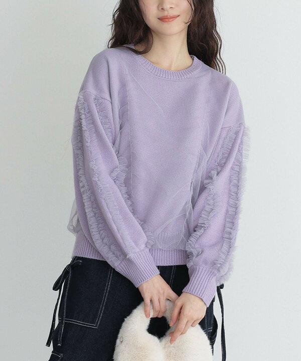 楽天市場】ニット 長袖 レディース トップス セーター チュール 異素材  