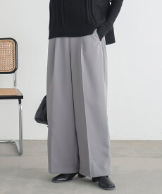 ワイドパンツ レディース ボトムス スラックス ストレート タックパンツ ロング丈 ウエストゴム センタープレス 春 夏 秋 冬 脚長効果 体型カバー オシャレウォーカー【メール便不可】【20】