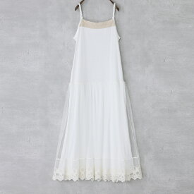 【新色登場】ワンピース レディース キャミワンピ ノースリーブワンピ 春 夏 秋 冬 ペチコート ぺチワンピ ロング 大きいサイズ インナー レイヤードキャミ チュール レース※メール便可※【10】