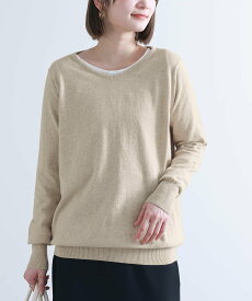 【11/11 1:59迄クーポンで20%OFF】ニット レディース トップス 長袖 薄手 セーター Vネック 綿100％ コットン 無地 体型カバー ゆったり 着回し プルオーバー 綿ニット 大きいサイズ 春 夏 秋 オシャレウォーカー※メール便可※【10】