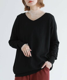 【クーポンで20%OFF 11/16 23:59迄】ニット レディース トップス 長袖 薄手 セーター Vネック 綿100％ コットン 無地 体型カバー ゆったり 着回し プルオーバー 綿ニット 大きいサイズ 春 夏 秋 オシャレウォーカー※メール便可※【10】