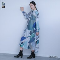 【クーポンで最大20％OFF 4/20 23:59迄】ワンピース レディース 長袖 シャツワンピース 総柄 アート柄 ロ…