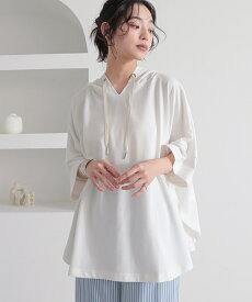 【7/20(日)23:59迄クーポンで10％OFF】パーカー フーディー レディース トップス フードパーカー スウェット 春 夏 五分袖 七分袖 裾ラウンド ミニ裏毛 配色 ハトメ スリット レイヤード 重ね着 着回し ゆったり 体型カバー オシャレウォーカー※メール便可※【10】
