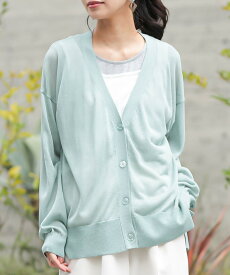 【クーポンで10%OFF 9/15 23:59迄】カーディガン レディース 夏 長袖 UVカット 接触冷感 トップス S-3L ニット カーデ シアー 紫外線対策 透け感 涼感 機能性 Vネック 着回し レイヤード 重ね着 楽ちん ゆったり ブラック グレー オシャレウォーカー※メール便可※【10】
