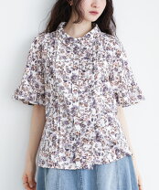 楽天市場】花柄 ブラウス 半袖（サイズ（S/M/L）LL）（レディース 