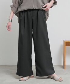 [AYAさんROOMコラボ]パンツ レディース ロング丈 ボトムス ワイド ストレート リネンライク ツータック ウエストゴム ポケット 体型カバー セットアップ 春 夏 オシャレウォーカー【メール便不可】【20】