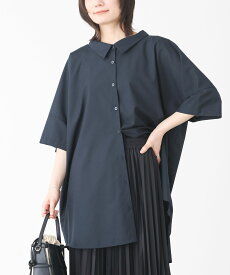 シャツ トップス ロングシャツ ブラウス デザインシャツ 半袖 七分袖 五分袖 レディース ユニセックス ロング丈 羽織 着回し ゆったり 体型カバー 薄手 襟付きシャツ オフィス しわになりにくい※メール便可※【10】