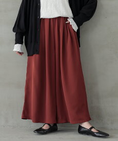 【クーポンで10%OFF 7/15 23:59迄】ガウチョパンツ ロング レディース ボトムス ワイドパンツ アンクル丈 ウエストゴム ポケット ツイル生地 タック 体型カバー パンツ ロングパンツ 薄手 春 夏 秋 オシャレウォーカー※メール便可※【10】