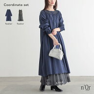 2点コーデセット 2025 レディース ワンピース 羽織 長袖 綿100％ 薄手 スモッキング 刺繍 袖口ゴム ペチ…