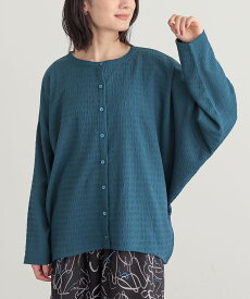 カーディガン 長袖 レディース トップス 羽織 カットソー クルーネック ジャカード ジャガード ストレッチ ドレープ レイヤード 重ね着 ゆったり ヒップが隠れる 体型カバー 秋 春 オシャレウォーカー【メール便不可】【20】