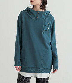 パーカー トップス レディース 長袖 裏毛 スウェット トレーナー フード フーディー スタンドカラー 立体的 着回し ポケット 無地 春 秋 冬 ロングシーズン オシャレウォーカー【メール便不可】【20】