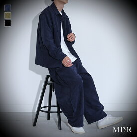 【送料無料】セットアップ 2点セット シャツ パンツ メンズ トップス ボトムス コーデュロイ カジュアルシャツ 羽織 ワイドパンツ ロング丈 バルーン オーバーサイズ レイヤード 重ね着 着回し 秋 冬 オシャレウォーカー【メール便不可】【20】