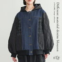 【送料無料】ブルゾン レディース アウター 長袖 フード付き ジャケット 羽織 デニム ツイード 中綿 キルト 異素材 ぽわん袖 裏地付き 防寒 フード付き フーディー 中綿ジャケット 秋 冬 オシャレウォーカー【メール便不可】【30】