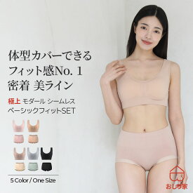 ブラジャー ブラショーツセット 上下セット ショーツ　シームレスショーツ ノンワイヤー シームレス シームレス ワイヤーレス フックレス 脇高 脇肉 締め付けない おしり屋 浮かない 小さめ 小さめバスト モダール 吸水 生地 ギフト 下着 シンプル 昼夜兼用