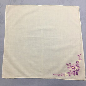 紫のお花刺繍ハンカチ