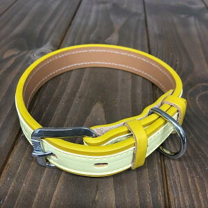 犬用 首輪 革製 サイズ21 イエロー AKU-014 《訳あり アウトレット》 配送区分60Y