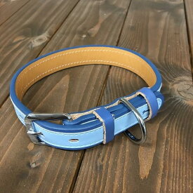 犬用 首輪 革製 サイズ24 ブルー AKU-017 《訳あり アウトレット》 配送区分60Y