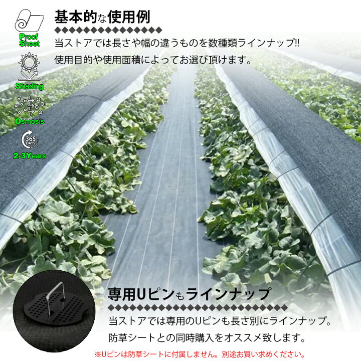 楽天市場】防草シート 黒 2m×100m 1巻 厚さ0.3mm 農用シート 草よけ 