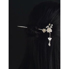 頭飾 女性用 古風 流蘇 銀 髪簪 漢服 盤髪 簪子 新中式 步揺 髪飾 合金 花卉 電気メッキ 傲雪寒梅 花朝 鈴蘭 秋