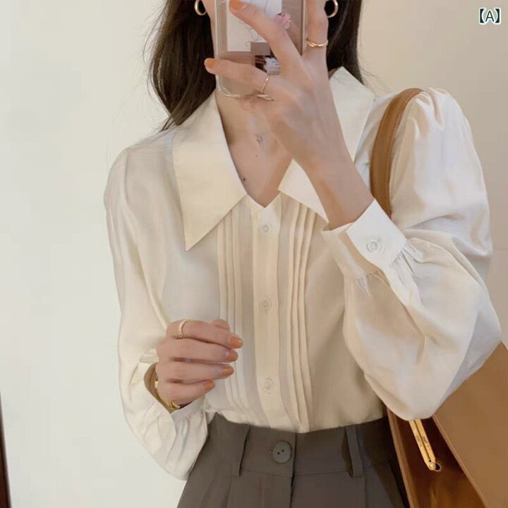 楽天市場】シャツ 女性用 トップス 長袖 ポリエステル ホワイト 